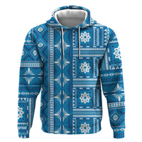 Fiji Masi All Blue Hoodie Tapa Pattern - Polynesian Pride