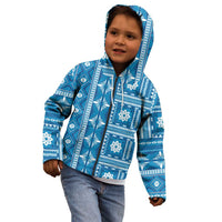 Fiji Masi All Blue Kid Hoodie Tapa Pattern - Polynesian Pride