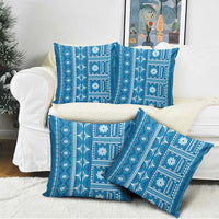 Fiji Masi All Blue Pillow Cover Tapa Pattern - Polynesian Pride
