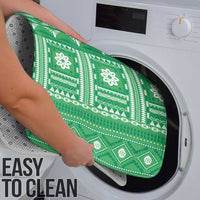 Fiji Masi All Green Bathroom Set Tapa Pattern - Polynesian Pride