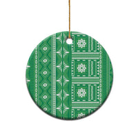 Fiji Masi All Green Ceramic Ornament Tapa Pattern - Polynesian Pride