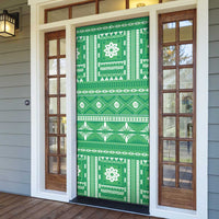 Fiji Masi All Green Door Cover Tapa Pattern - Polynesian Pride
