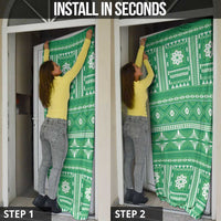 Fiji Masi All Green Door Cover Tapa Pattern - Polynesian Pride