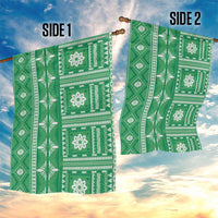 Fiji Masi All Green Garden Flag Tapa Pattern - Polynesian Pride