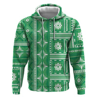 Fiji Masi All Green Hoodie Tapa Pattern - Polynesian Pride
