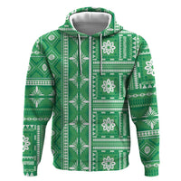 Fiji Masi All Green Hoodie Tapa Pattern - Polynesian Pride