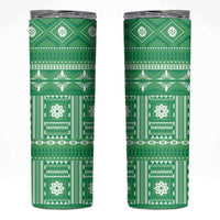 Fiji Masi All Green Skinny Tumbler Tapa Pattern - Polynesian Pride