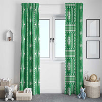 Fiji Masi All Green Window Curtain Tapa Pattern - Polynesian Pride