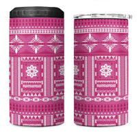 Fiji Masi All Pink 4 in 1 Can Cooler Tumbler Tapa Pattern - Polynesian Pride