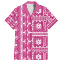 Fiji Masi All Pink Family Matching Long Sleeve Bodycon Dress and Hawaiian Shirt Tapa Pattern - Polynesian Pride