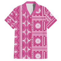 Fiji Masi All Pink Family Matching Off The Shoulder Long Sleeve Dress and Hawaiian Shirt Tapa Pattern - Polynesian Pride