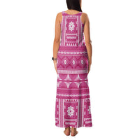 Fiji Masi All Pink Family Matching Tank Maxi Dress and Hawaiian Shirt Tapa Pattern - Polynesian Pride