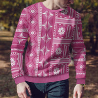 Fiji Masi All Pink Ugly Christmas Sweater Tapa Pattern - Polynesian Pride