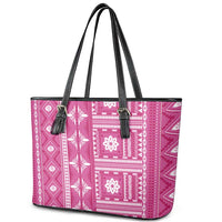 Fiji Masi All Pink Leather Tote Bag Tapa Pattern - Polynesian Pride