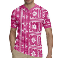 Fiji Masi All Pink Rugby Jersey Tapa Pattern - Polynesian Pride