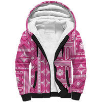 Fiji Masi All Pink Sherpa Hoodie Tapa Pattern - Polynesian Pride