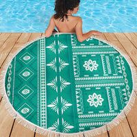 Fiji Masi All Teal Beach Blanket Tapa Pattern - Polynesian Pride
