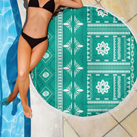 Fiji Masi All Teal Beach Blanket Tapa Pattern - Polynesian Pride
