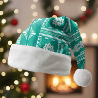 Fiji Masi All Teal Christmas Santa Hat Tapa Pattern - Polynesian Pride