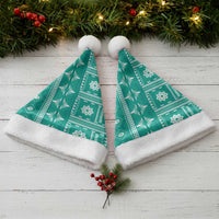 Fiji Masi All Teal Christmas Santa Hat Tapa Pattern - Polynesian Pride