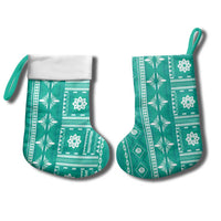 Fiji Masi All Teal Christmas Stocking Tapa Pattern - Polynesian Pride