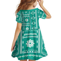 Fiji Masi All Teal Family Matching Tank Maxi Dress and Hawaiian Shirt Tapa Pattern - Polynesian Pride