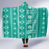 Fiji Masi All Teal Hooded Blanket Tapa Pattern - Polynesian Pride
