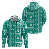 Fiji Masi All Teal Hoodie Tapa Pattern - Polynesian Pride