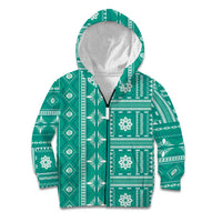 Fiji Masi All Teal Kid Hoodie Tapa Pattern - Polynesian Pride