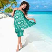 Fiji Masi All Teal Sarong Tapa Pattern - Polynesian Pride