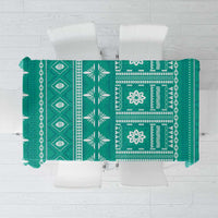 Fiji Masi All Teal Tablecloth Tapa Pattern - Polynesian Pride