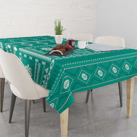 Fiji Masi All Teal Tablecloth Tapa Pattern - Polynesian Pride