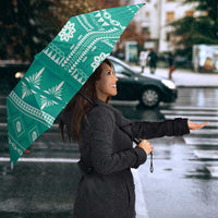 Fiji Masi All Teal Umbrella Tapa Pattern - Polynesian Pride