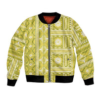 Fiji Masi All Yellow Bomber Jacket Tapa Pattern - Polynesian Pride