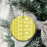Fiji Masi All Yellow Ceramic Ornament Tapa Pattern - Polynesian Pride