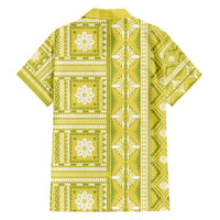 Fiji Masi All Yellow Family Matching Short Sleeve Bodycon Dress and Hawaiian Shirt Tapa Pattern - Polynesian Pride