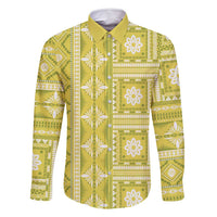 Fiji Masi All Yellow Family Matching Tank Maxi Dress and Hawaiian Shirt Tapa Pattern - Polynesian Pride
