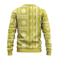 Fiji Masi All Yellow Ugly Christmas Sweater Tapa Pattern - Polynesian Pride