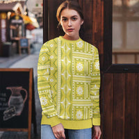 Fiji Masi All Yellow Ugly Christmas Sweater Tapa Pattern - Polynesian Pride