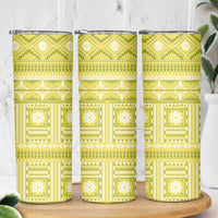 Fiji Masi All Yellow Skinny Tumbler Tapa Pattern - Polynesian Pride