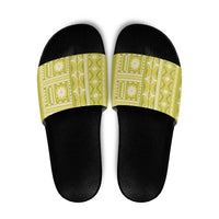 Fiji Masi All Yellow Slide Sandals Tapa Pattern - Polynesian Pride