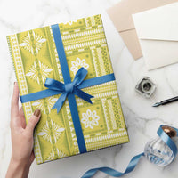 Fiji Masi All Yellow Wrapping Paper Tapa Pattern - Polynesian Pride