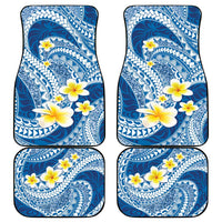 Plumeria Polynesian Blue Glitter Pattern Car Mats