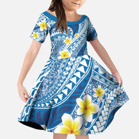 Plumeria Polynesian Blue Glitter Pattern Family Matching Puletasi and Hawaiian Shirt