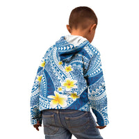 Plumeria Polynesian Blue Glitter Pattern Kid Hoodie