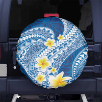 Plumeria Polynesian Blue Glitter Pattern Spare Tire Cover