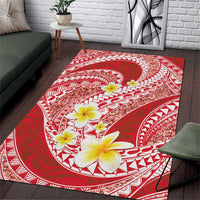 Plumeria Polynesian Coral Glitter Pattern Area Rug