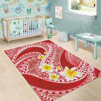 Plumeria Polynesian Coral Glitter Pattern Area Rug