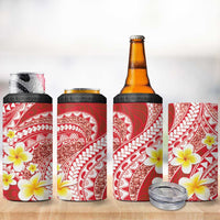 Plumeria Polynesian Coral Glitter Pattern 4 in 1 Can Cooler Tumbler