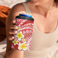 Plumeria Polynesian Coral Glitter Pattern 4 in 1 Can Cooler Tumbler